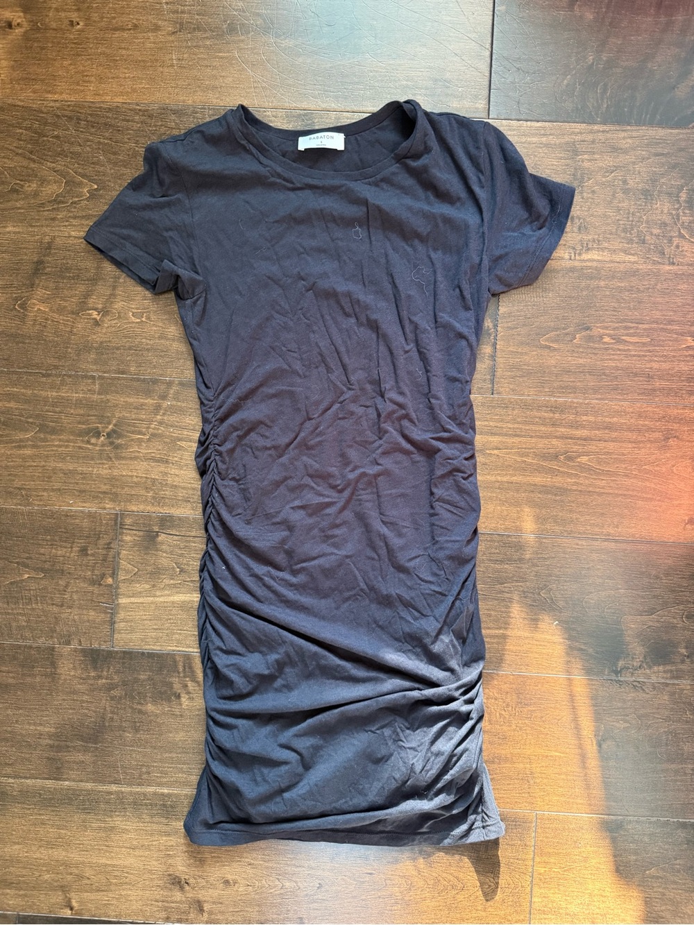 Aritzia- Babaton- Size S- Black Rouched Short-sleeve Contour Dress